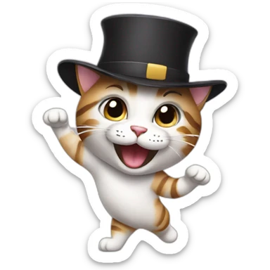 Cat with hat dancing tango sticker