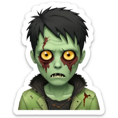 crie um emoji de zumbi homen de cabelo preto bagunçado assim🧟 sticker