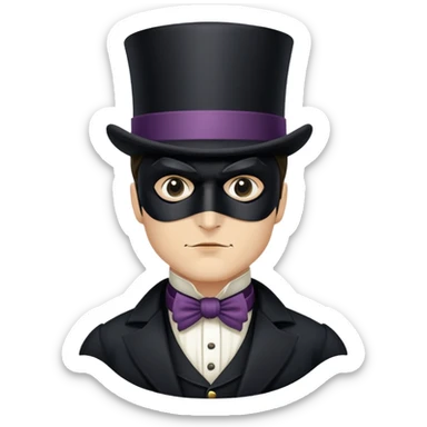 Batman with his black mask wearing Victorian era clothes with top hat sticker