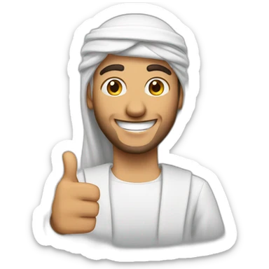 happy, young Arab man thumbs up  sticker