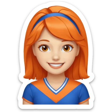 cheerleader  within a circle of shades of orange and blue sticker