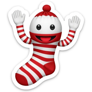 sock puppet with button eyes, red and white sock sticker