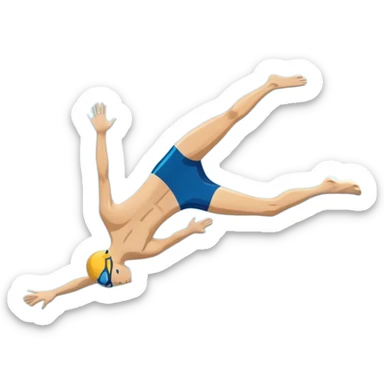 An icon showing an athlete mid-flip diving from a high springboard into a clear blue pool. The design captures the elegance of the twist, the splash below, and the height of the jump. Transparent background emphasizes the precision, grace, and thrill of diving as a sport. sticker