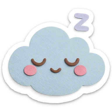 kawaii sleepy cloud, half-closed cute eyes, soft pastel colors, no limbs, full body, paper craft style sticker