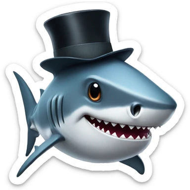 Shark with a top hat sticker