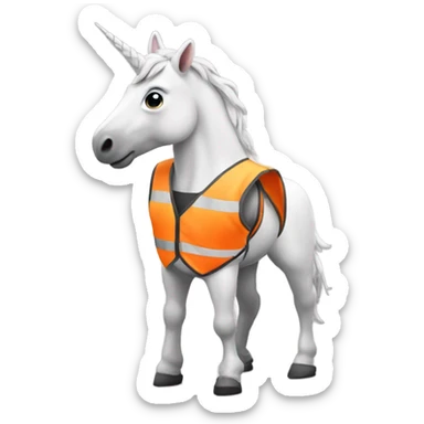 Unicorn wearing a safety vest sticker