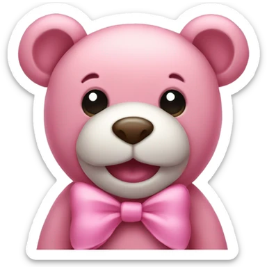 Pink teddy bear with bow sticker