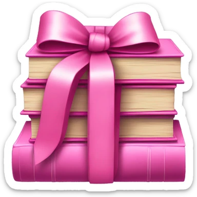 Pink Books stacked up and tied together by a pink bow sticker