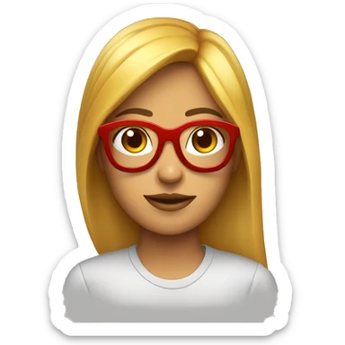 chica con pelo rojo, reflejos rojos y lentes  sticker