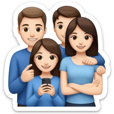 Two white, brunette girls and a white guy friends sticker