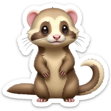cinematic-[ferret]-realistic-full- long elongated body-standing-emoji,-tiny-paws-tucked-close,-head-tilted-dramatically,-sleek-[sable]-fur,-simplified-yet-realistic-focused-features,-highly-detailed,-glowing-with-an-almost-sarcastic-glow sticker