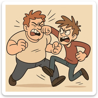two people brawling, energetic, expressive, cartoon style sticker