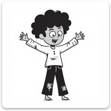 boy zombie with afro tapered African American hair sticker
