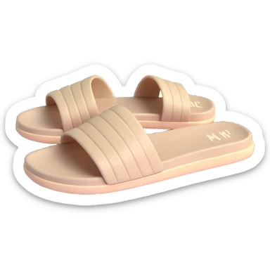 3D illustration of a Yeezy slide sandal, angled perspective, realistic shadows sticker