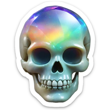 Rainbow Opal gemstone crystal skull sticker