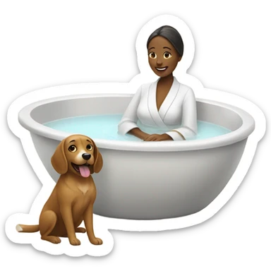 Dog and Woman taking spa sticker