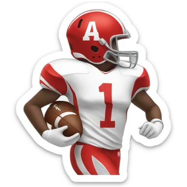 A football player in red and white sticker