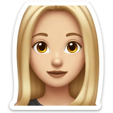 White girl with blonde balayage and brown eyes holding an orange cat sticker