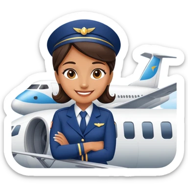 a flight attendant sitting on the wing of the plane sticker