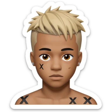 создай 3 д используя лицо XXXTENTANSION sticker