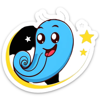 ridiculously silly face with spiraling eyes, wild expression, super long wavy tongue wiggling from side to side, stars and motion lines, extremely goofy, cartoonish, hilarious sticker