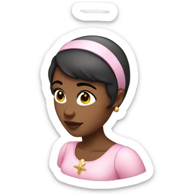 Black woman dressed as an angel in pink with short black hair  sticker