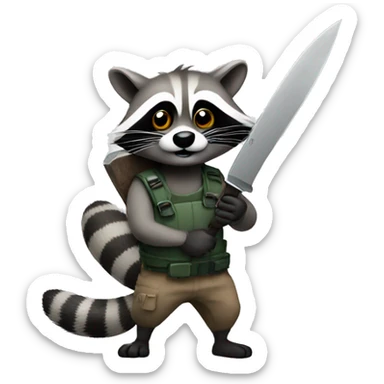 Raccoon with a knife sticker