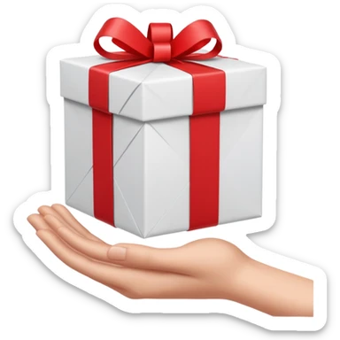 one hand extending a gift, simple, clear, no text sticker