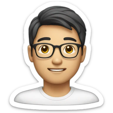 25 year old Asian male with glasses sticker