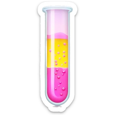 Test tube filled by yellow with light pink at the top liquid sticker