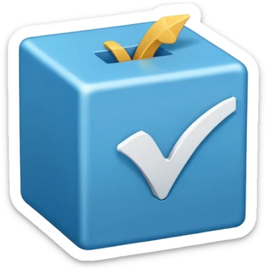 Side way check mark in bule box 2d not 3d sticker