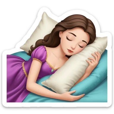 sleeping beauty brunette white girl with a silk pillow sticker