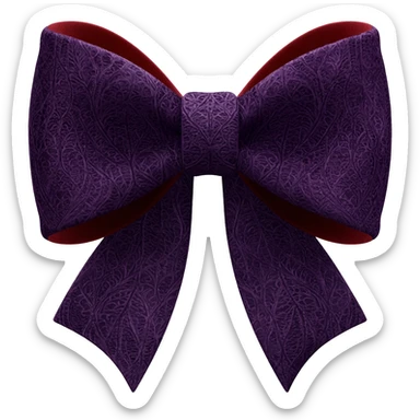 Whimsical Gothic isolated 3d rendering fabric bow, transparent background. Must be extremely detailed, a whimigoth color scheme and print, appear as though its real fabric, 8k hd, 600 dpi (seed:::635342403) sticker