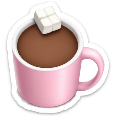 Light Pink mug of hot chocolate with marshmallows  sticker