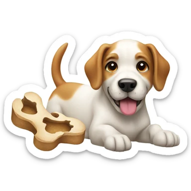 dog with a bone sticker