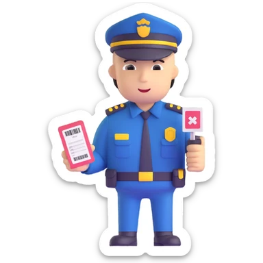 security guard with ticket in hand sticker