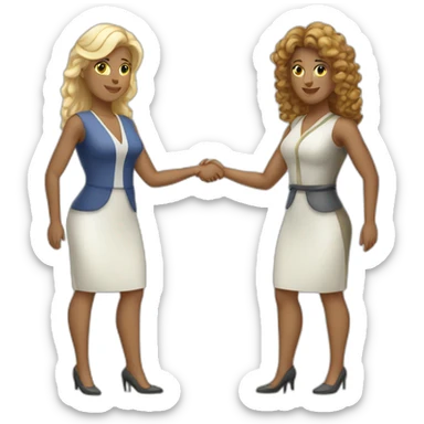 two greek white business women with different hair colors from each other shaking hands full bodies sticker