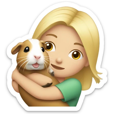 Blonde Woman hugging a guineapig sticker
