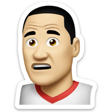 a classic round yellow emoji making the yao ming "OH NO" meme face sticker