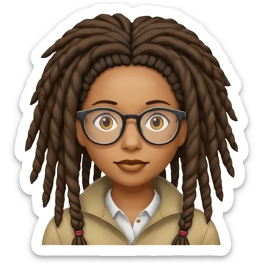 black Dreadlocked librarian lady with glasses sticker