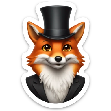 red fox wearing a top hat sticker