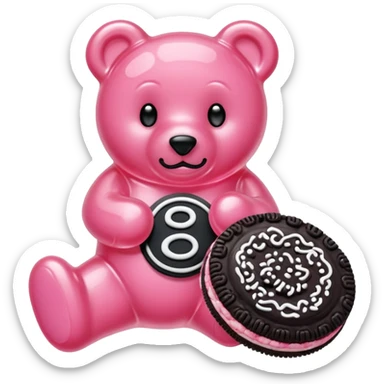 transparent pink gummy bear pink Oreo cookie kawaii sticker