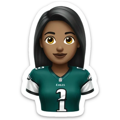 Dark hair female wearing Philadelphia Eagles jersey sticker