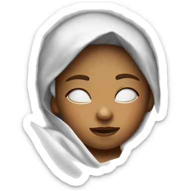 Girl laying in bed asleep in white bed sheets sticker