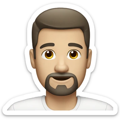 handsome white man with combover dark hair and a goatee sticker