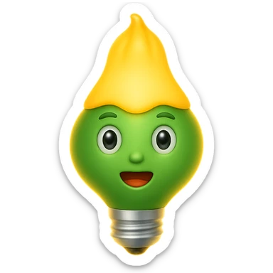 Add a glowing effect to the Bulby bulb, keep the background transparent. The style should maintain the original look with a luminous glow around the bulb. sticker