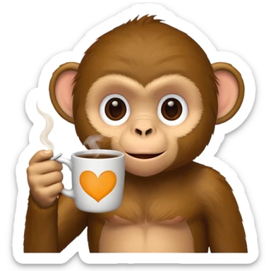 sideway monkey sipping coffee  sticker