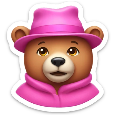 Pink bear with hat on sticker
