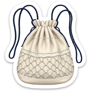 lace string bag in white color sticker