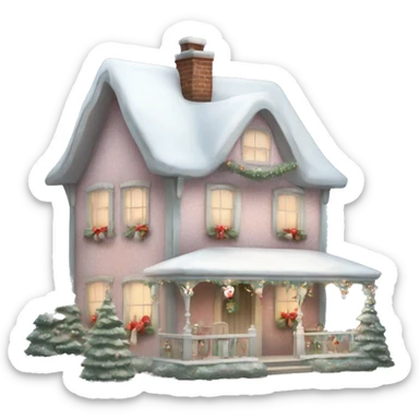 Shabby chic/coquette style Christmas cottage sticker